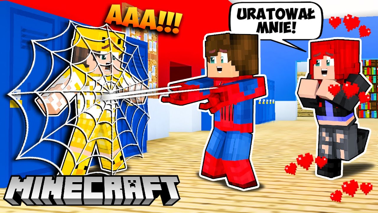 🕷️🕸️ URATOWAŁEM NOWĄ DZIEWCZYNĘ w SZKOLE?! *zakochała się?!* | MINECRAFT SPIDERMAN | Luferek