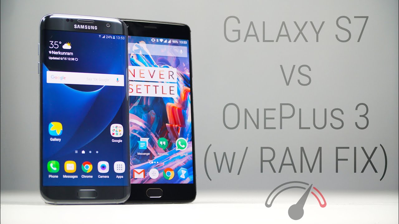 OnePlus 3 (w/ RAM Fix) vs Galaxy S7 Edge Speedtest Comparison!