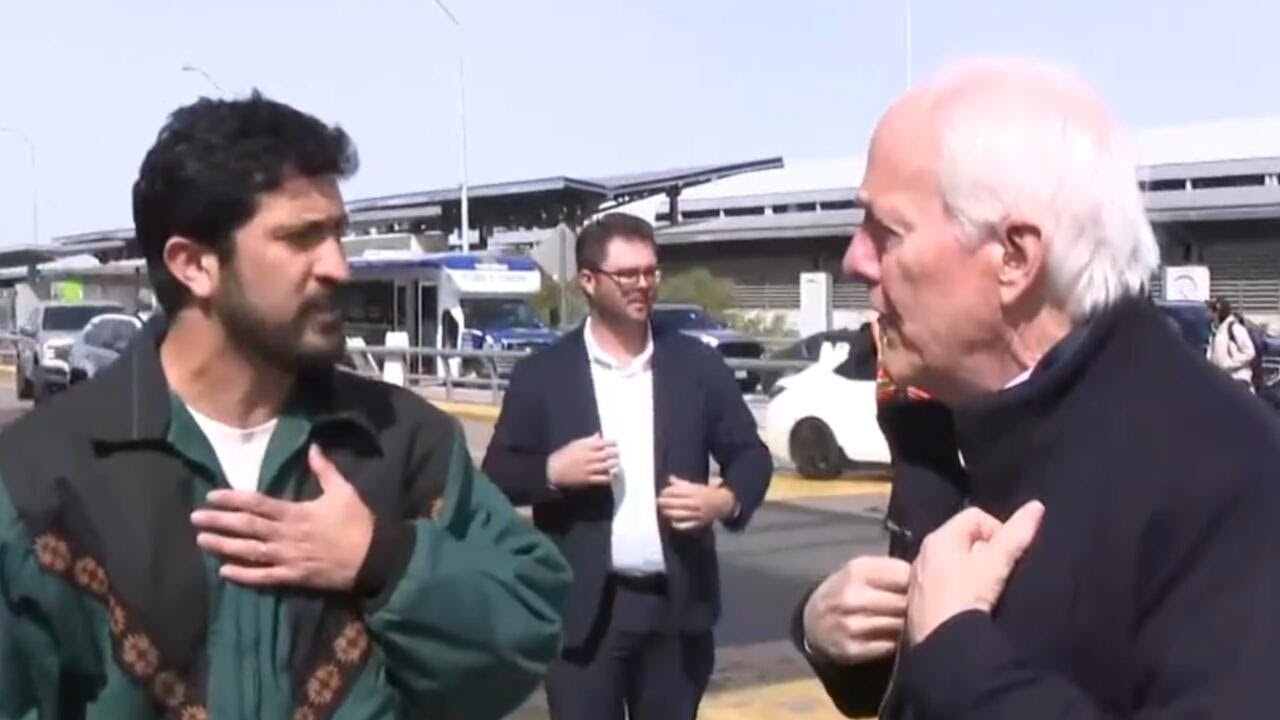 Rep. Greg Casar confronts Sen. John Cornyn at Austin airport over DHS funding