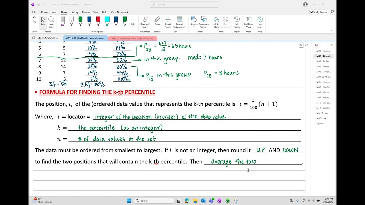 Statistics OER Section 2-3-b  Measures of Location: Percentiles
