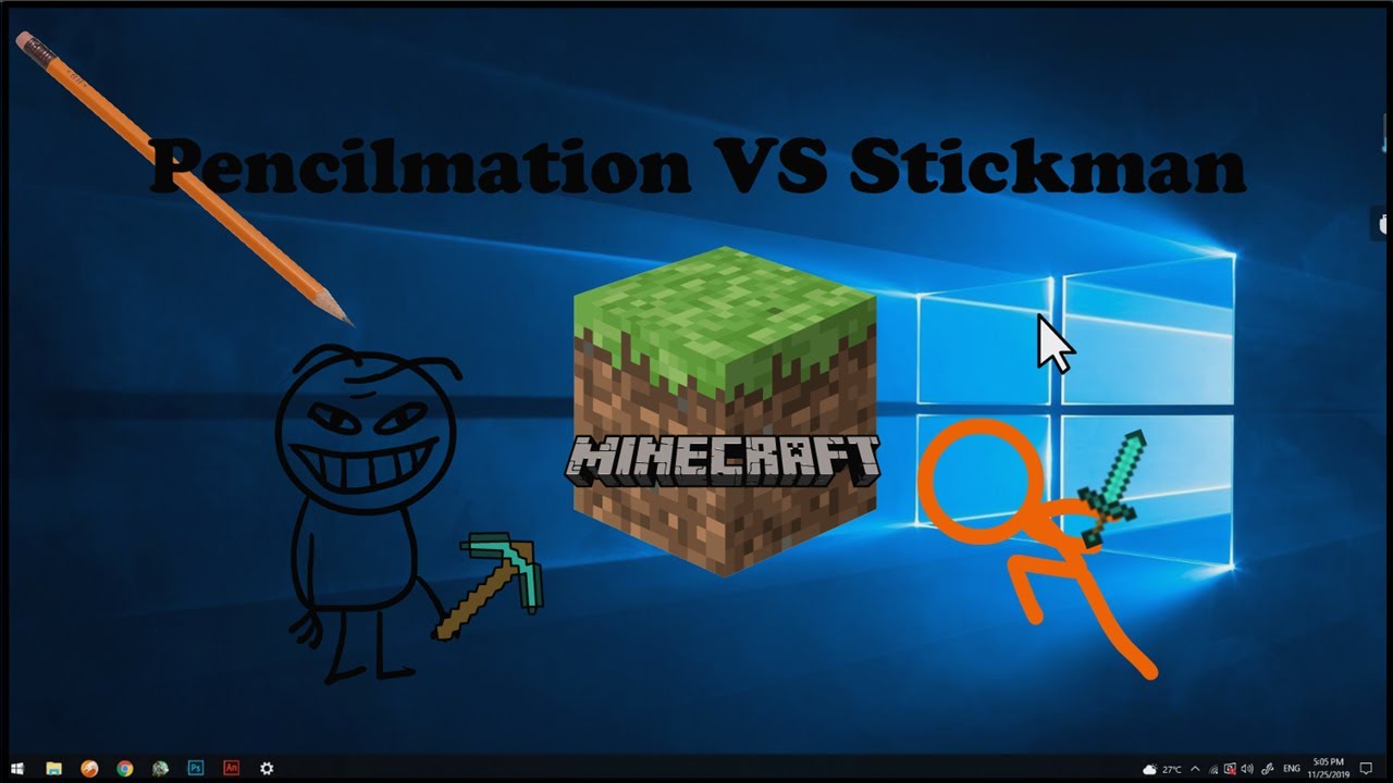Pencilmation VS Stickman IN Minecraft -- Birthplace Doodlemation Cartoon #1(Inspired by Alan Becker)