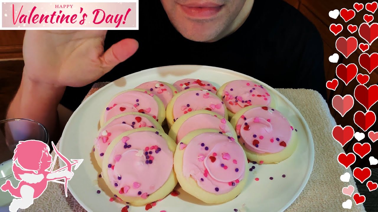 Valentine's Sugar Cookies [ MUKBANG ASMR NO-TALKING ]
