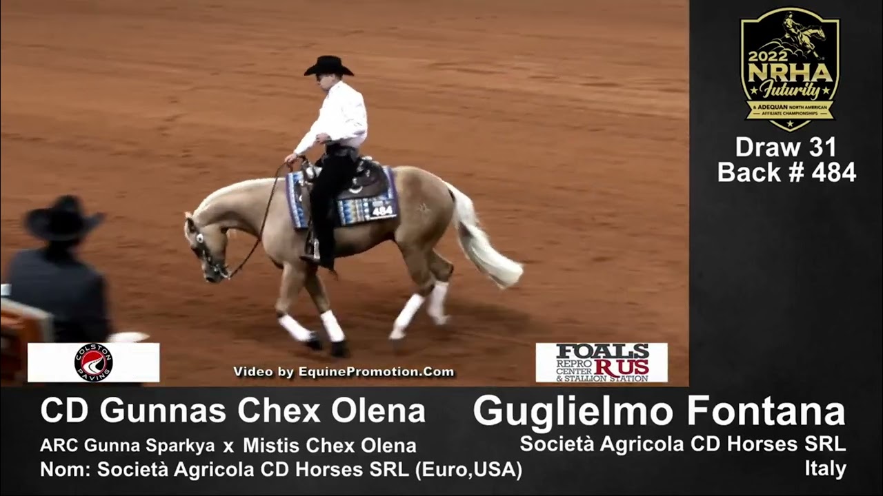 NRHA 2022 Futurity in OK 🐴 CD Gunnas Chex Olena 🇮🇹 Guglielmo Fontan … 219½ (Champions Open Lev.2)