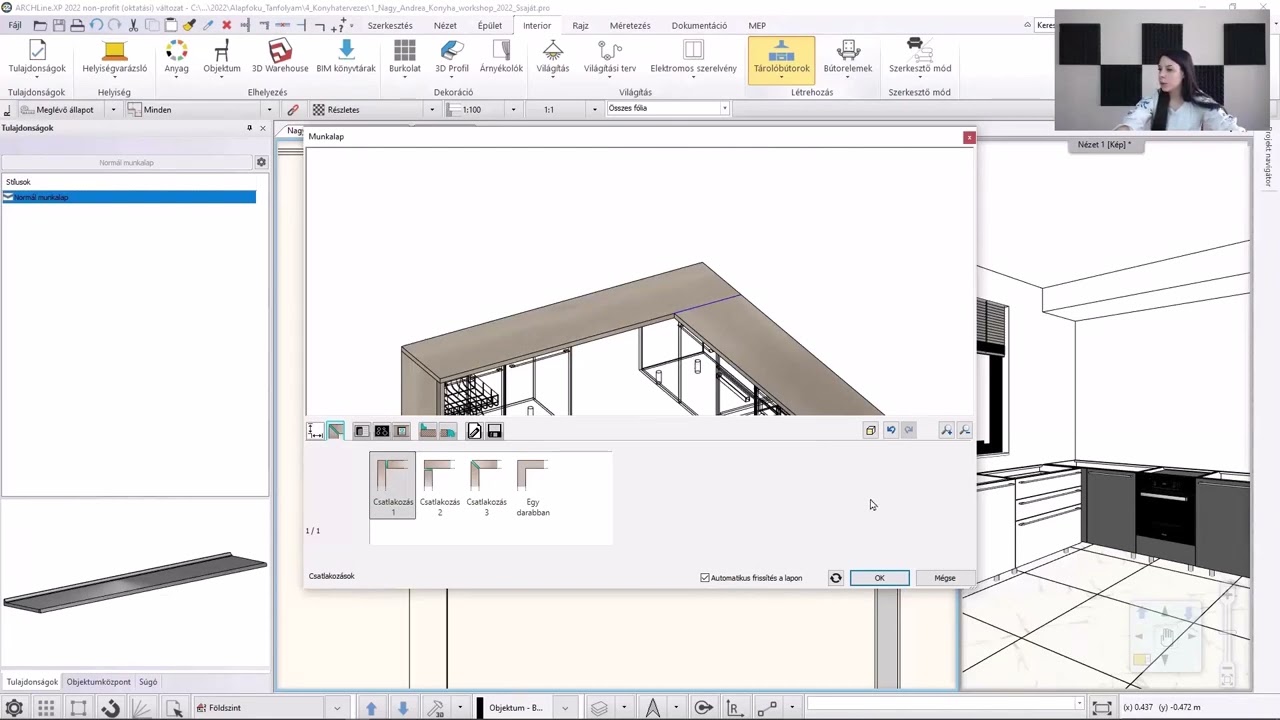 Alapfok&uacute; tanfolyam - 4. r&eacute;sz konyhatervez&eacute;s - 3/6 Munkalap k&eacute;sz&iacute;t&eacute;se - ARCHLine.XP