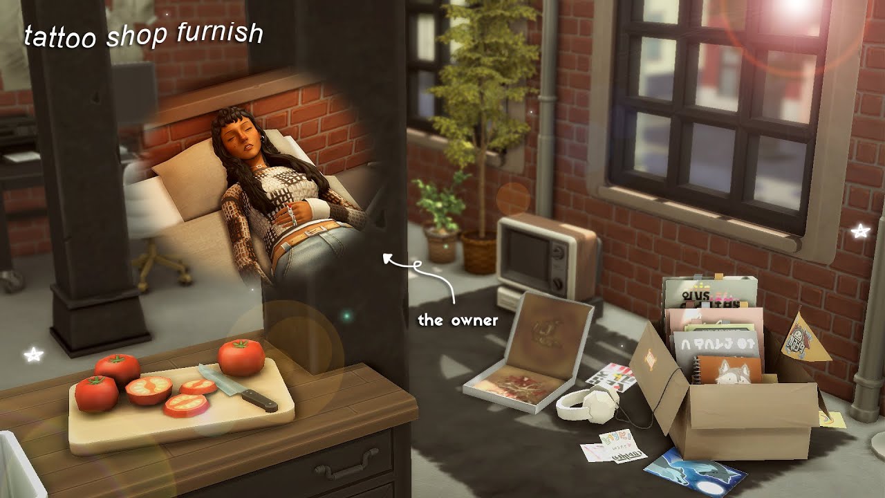 Furnishing my sim’s new tattoo studio in Nordhaven!