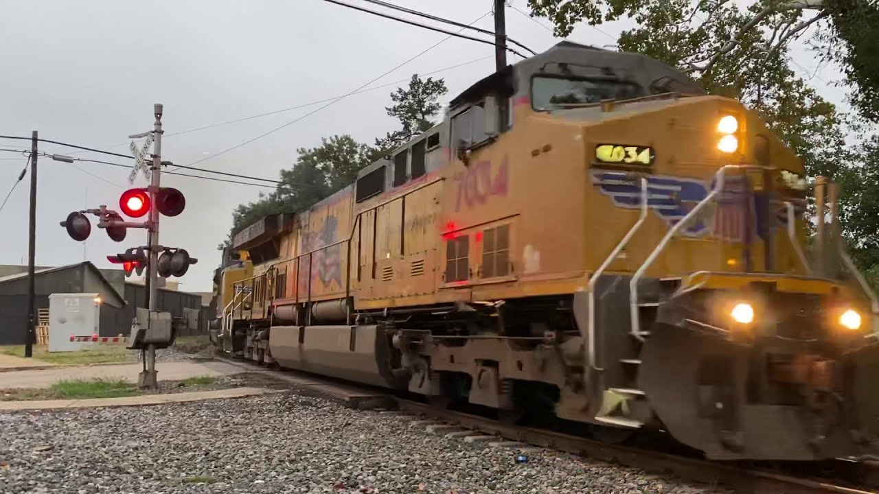 UP 7034 C44ACM With a Sick K3HL Horn in Bryan