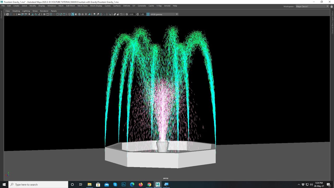 Fountain with Newton solver in Maya