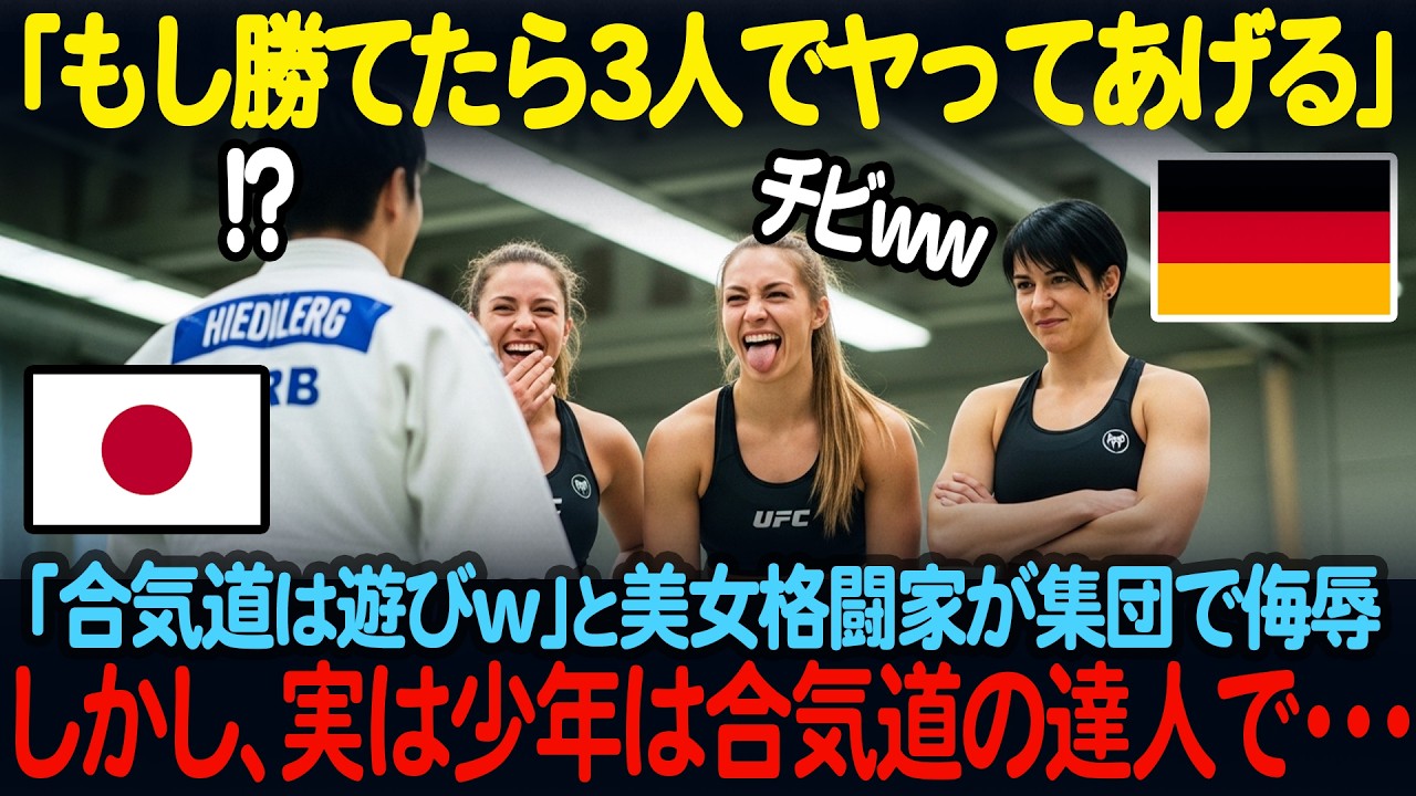 「合気道で私たち3人に勝てたらヤってあげる」ドイツの大学で日本人合気道少年を見下す3人の女性格闘家。このあと、衝撃の展開に、、、【海外の反応】