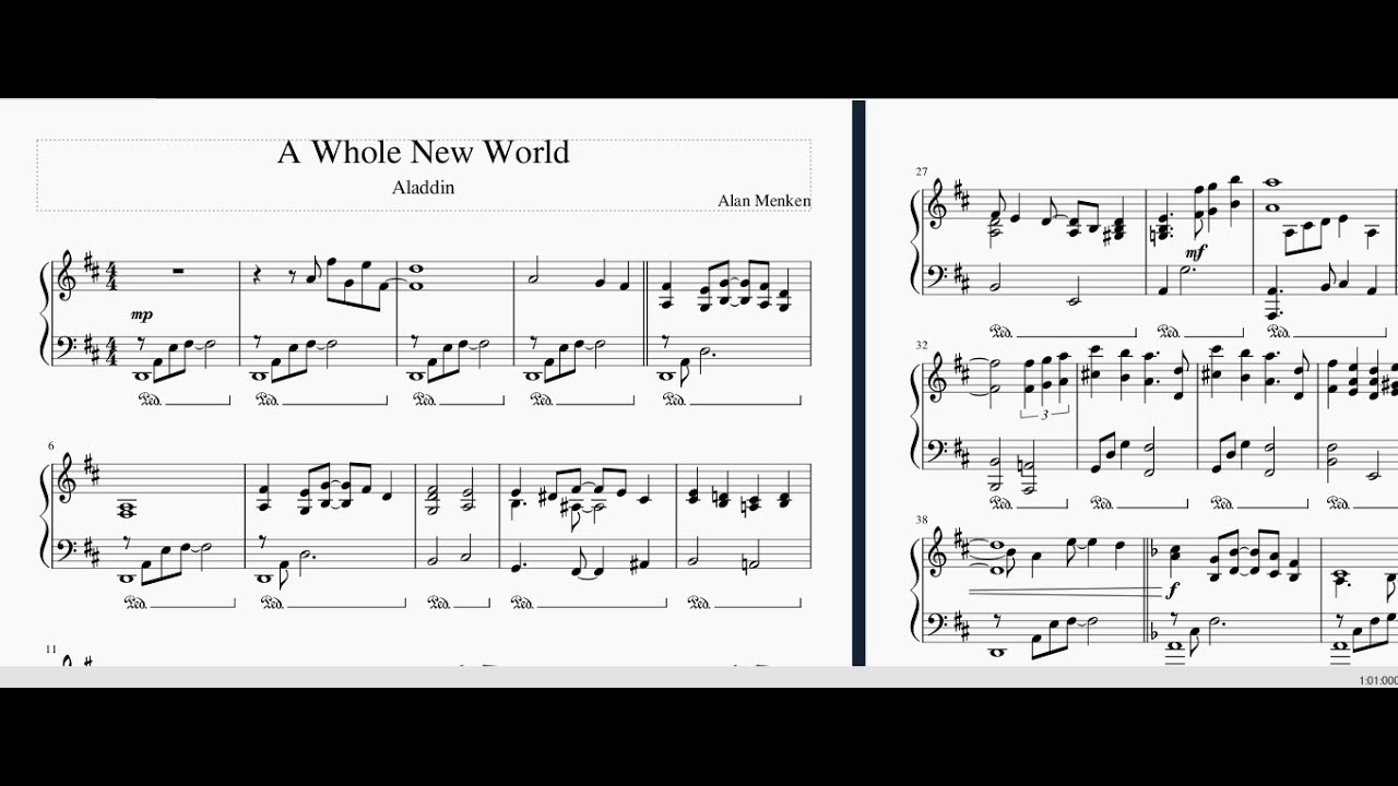 ホール•ニュー•ワールド/A Whole New World　ピアノ/Piano　(楽譜/score)