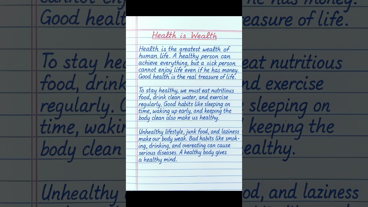 💪 Long Essay on Health is Wealth | Easy Essay | Notebook style