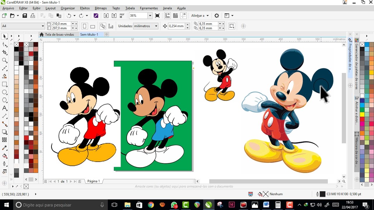 Curso de CorelDraw, X8-Vetorização automática(rastreio de bitmap)-aula 99