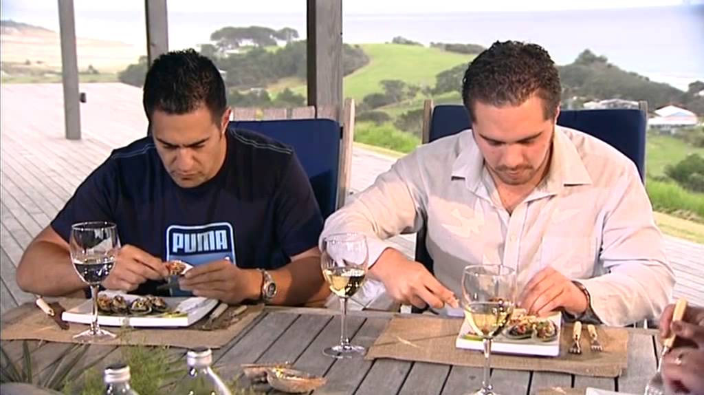 KAI ORA: Mussels, John Dory, rib-eye on the bone, & fruit salad for Julian Wilcox and Te Arahi Maipi