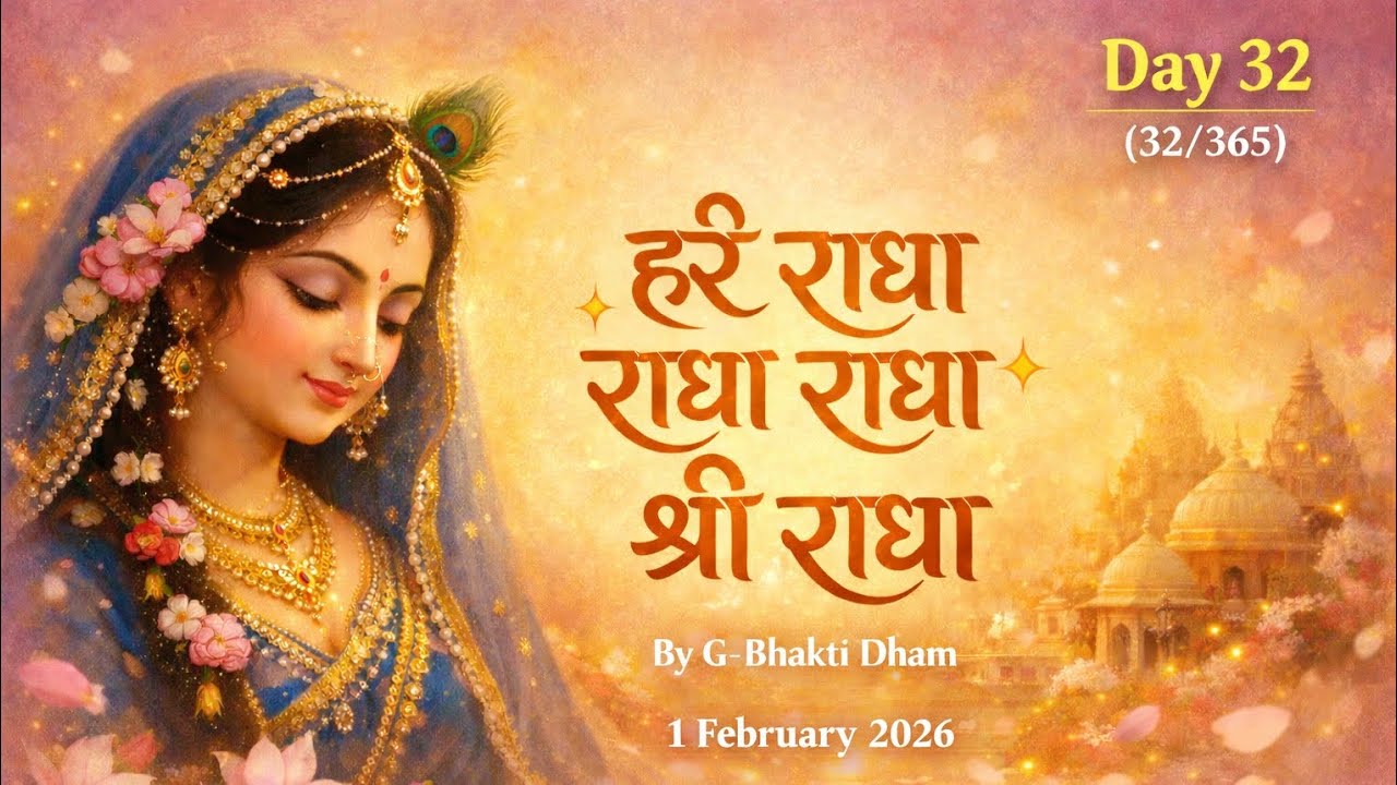 DAY 32 | RADHA RADHA RADHA SHREE RADHA | मधुर स्वर में राधा राधा जप | (32/365) | 1 February 2026