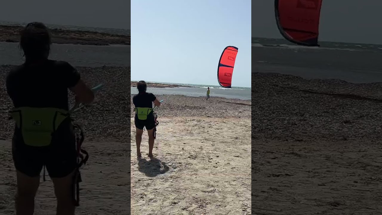 Launching a Kite Surf on the Mediterranean