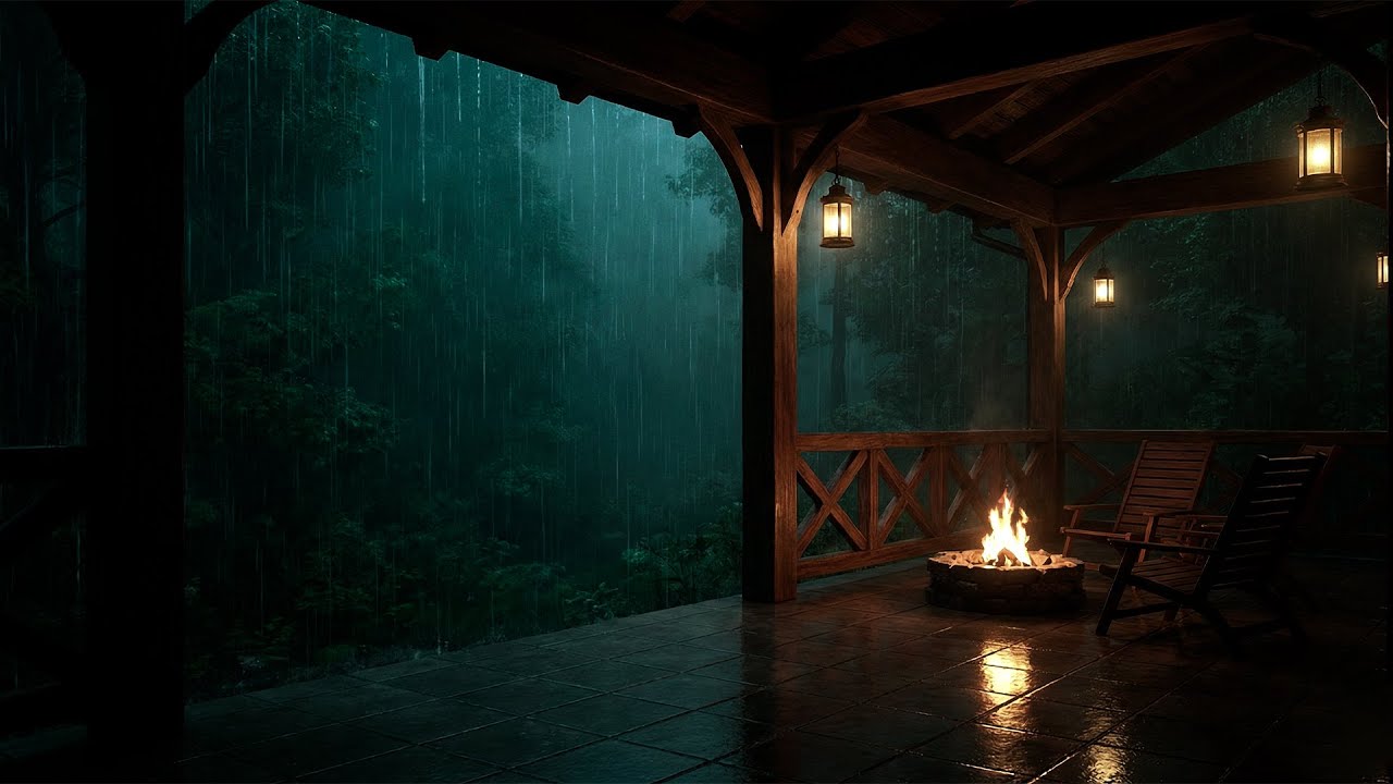 Heavy Rain in a Cedar Forest: Deep Wood Thunderstorm Sounds
