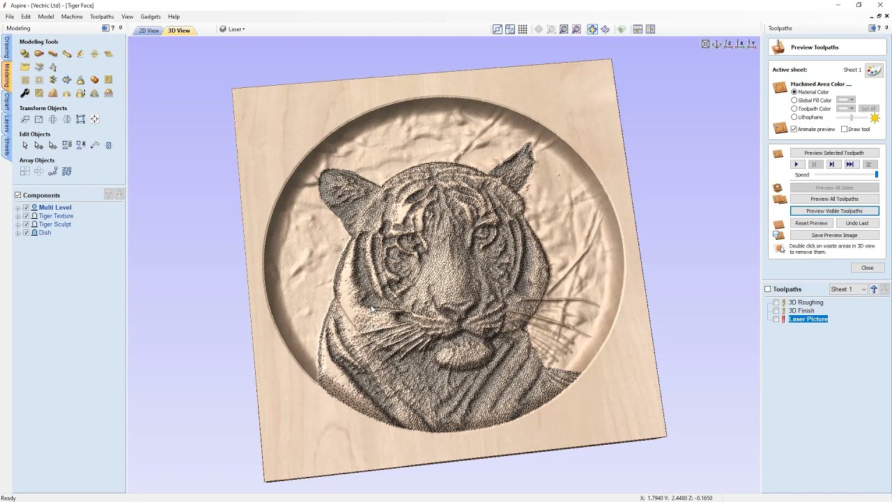 Picture Tiger Face | Vectric V11 Tutorials