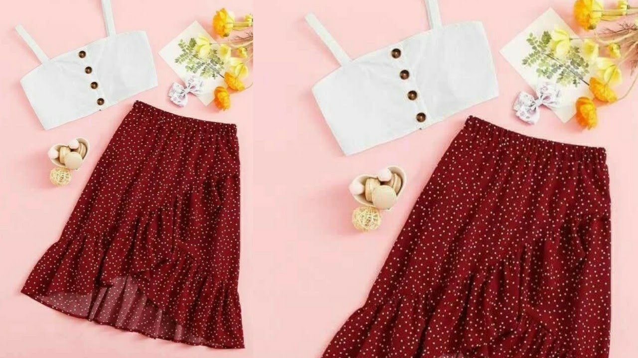 How to Make a Ruffle Wrap Skirt With Crop Top 100% from Scratch! simple and stylish