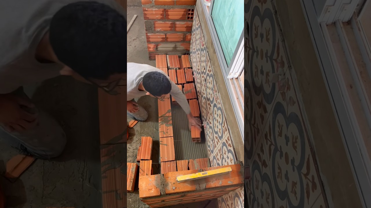 Base de alvenaria para pia de granito #obra #construcao #rotinadi&aacute;ria #pedreiro