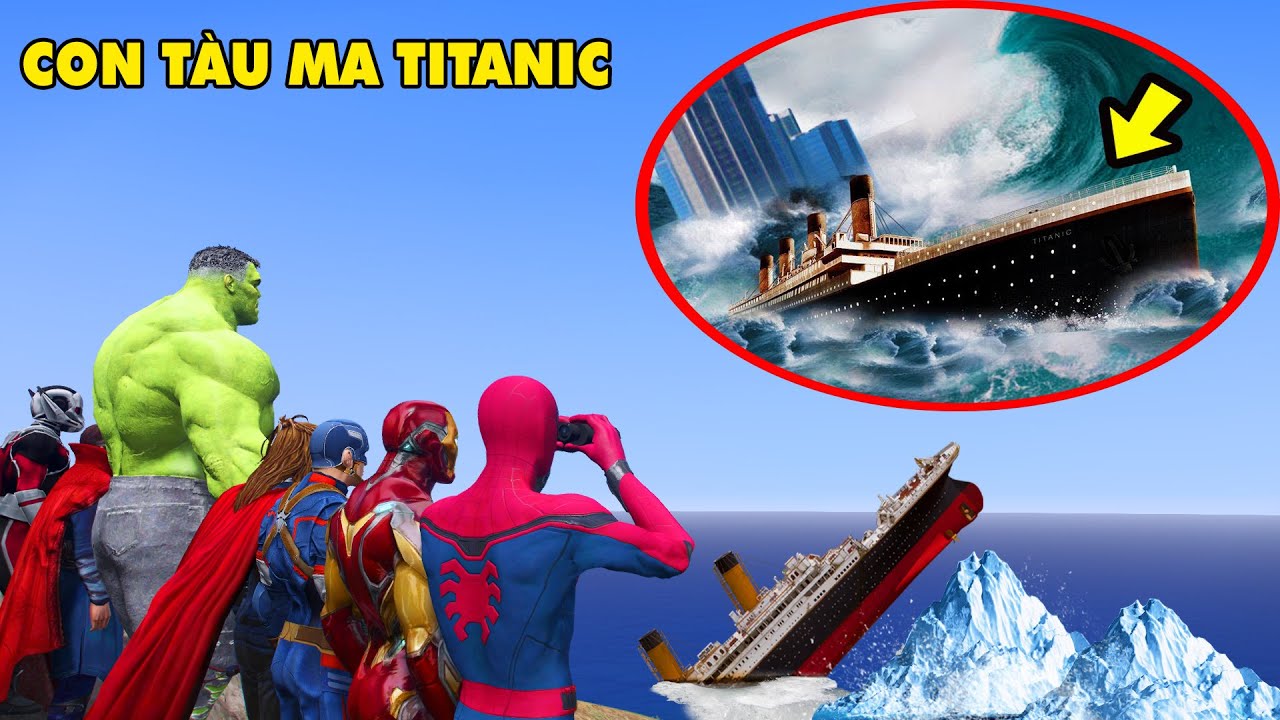 GTA 5 Biệt Đội Siêu Anh Hùng AVENGERS Lái Con Tàu Ma TITANIC Vượt Qua Vùng Biển Sâu Nguy Hiểm Nhất