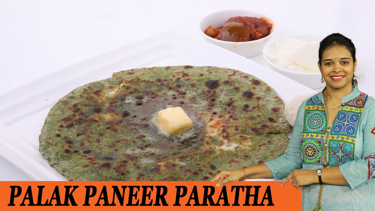 Breakfast recipe Palak Paratha stuffed with Paneer and cheese - Mrs Vahchef