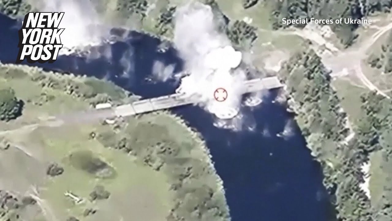 Moment Ukraine destroys Russian bridges in Kursk with US-made weapons