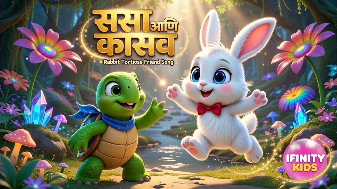 ससा आणि कासव | Rabbit and Tortoise | A Friendship Song | #viral #friends #animation #cute #rabbit 