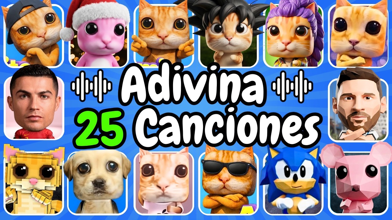 La Canción AY MI GATITO Miau Miau🤣 En Diferentes VERSIONES😺🎶Adivina 25 CANCIONES🤩Messi🤣Huntrix💜Cr7❤️