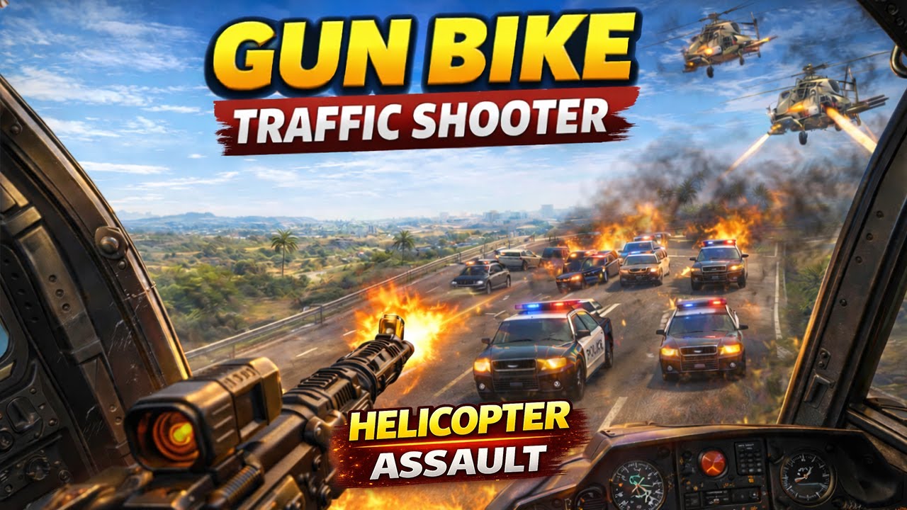 Gun Bike Traffic Shooter 🚁 | Levels 21–25 Gameplay | Helicopter vs Cop Cars & Enemy Choppers