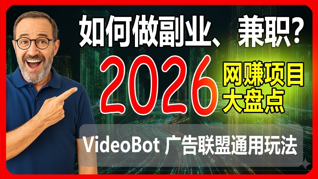 2026年最新网赚项目大盘点，一文让你搞懂如何做副业，如何做兼职 | VideoBot广告联盟通用玩法