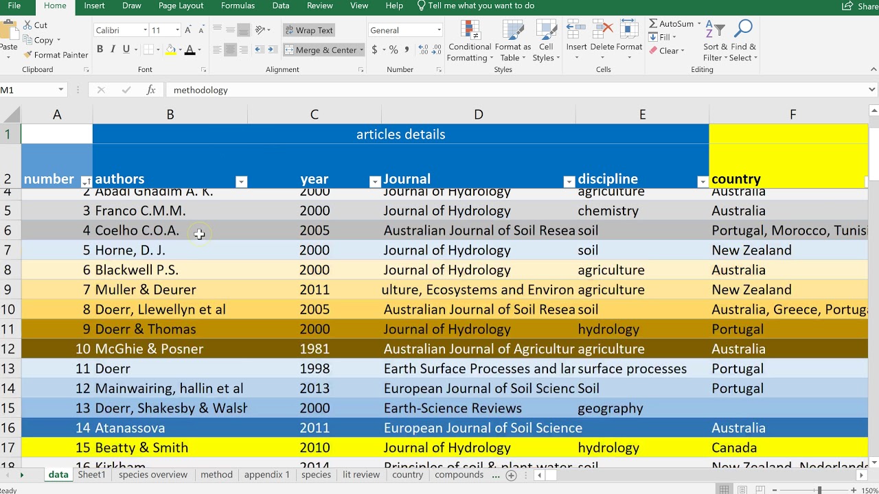 Using OneNote and Excel for academic note taking