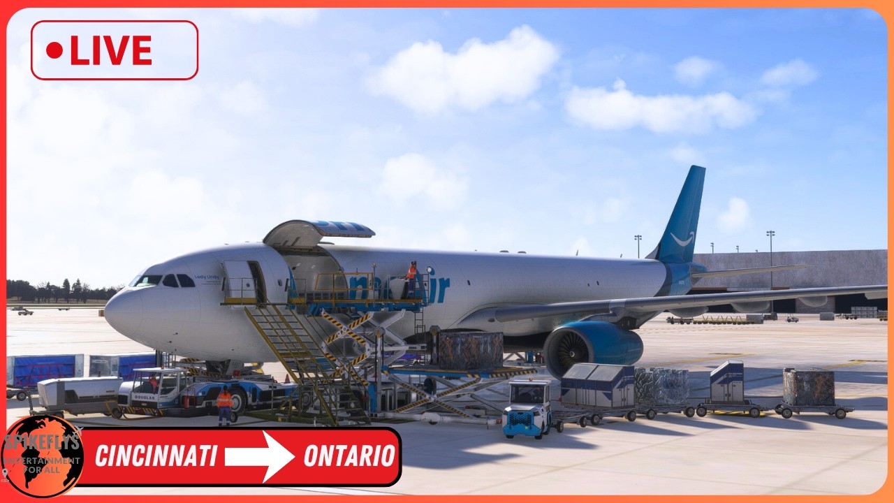 MSFS 2024 LIVE | INI A333 | Real world Amazon Air l Cincinnati - Ontario