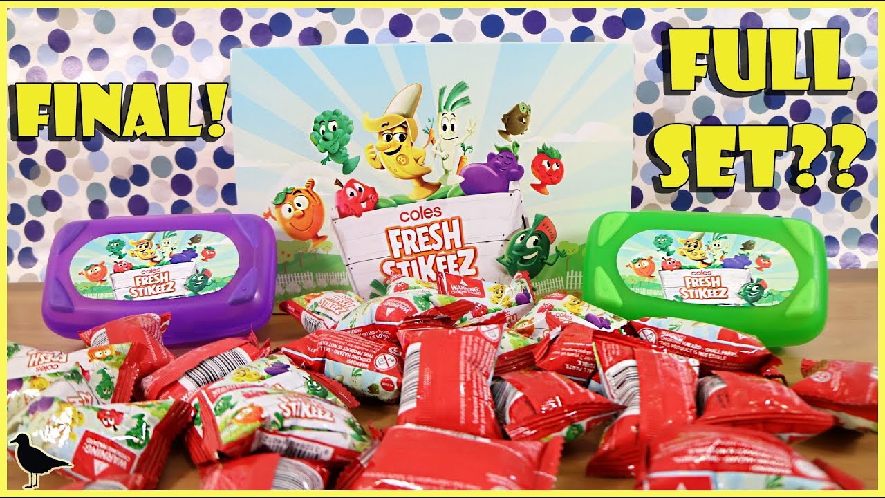 Coles Fresh Stikeez Opening #5 Final Complete Set? Rare Found! | Birdew Reviews