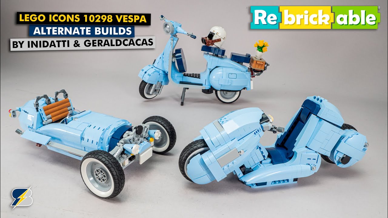 From scooter to Kaneda's bike and a 3-wheeler?! LEGO 10298 Vespa 125 Rebrickable alternates