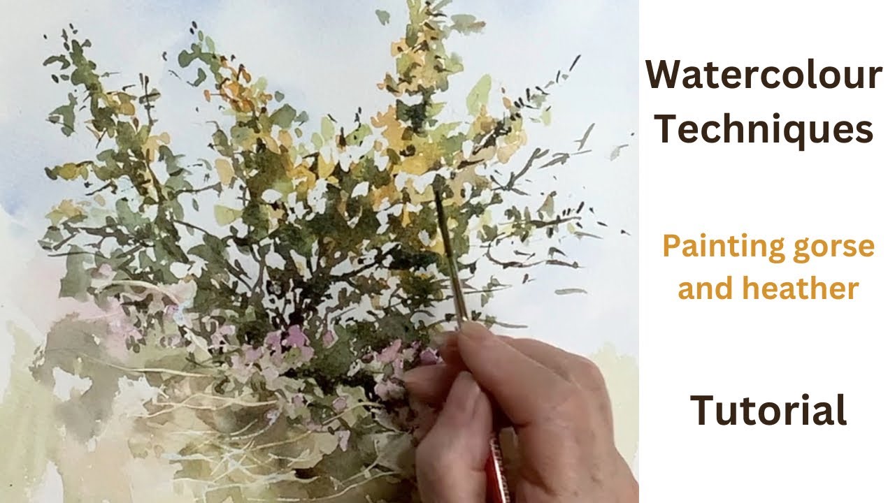 Watercolour techniques, painting gorse and heather. A tutorial.