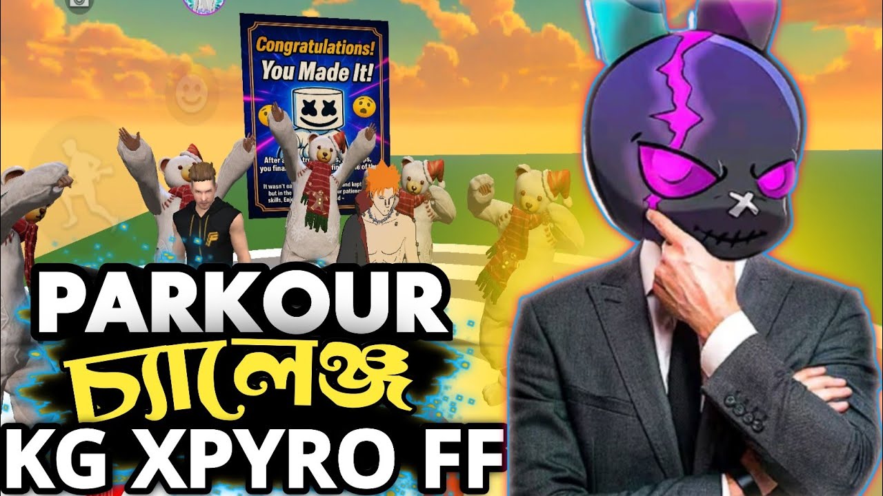 Mr triple R..vs.. KG XPYRO FF !!!  পারকোর চ্যালেঞ্জ কমপ্লিট 🧐🧐🤣🤣 