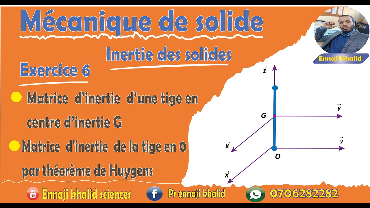 Matrice d'inertie d’une tige en centre d’inertie G Matrice d'inertie en 0 par théorème de Huygens