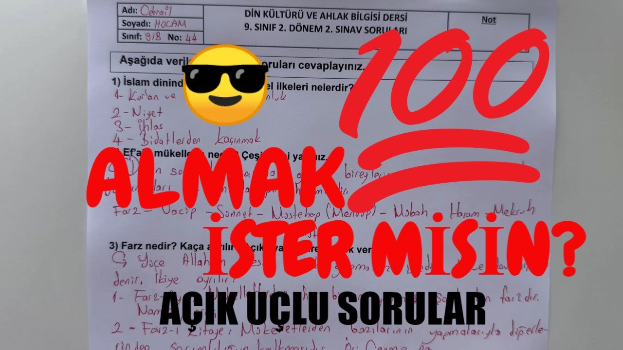 9. Sınıf Din Kültürü 2. Dönem 2. Yazılı