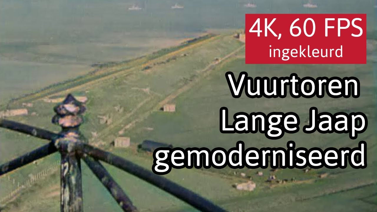 Vuurtoren Lange Jaap Huisduinen gemoderniseerd (1949) [4K, 60fps, ingekleurd]