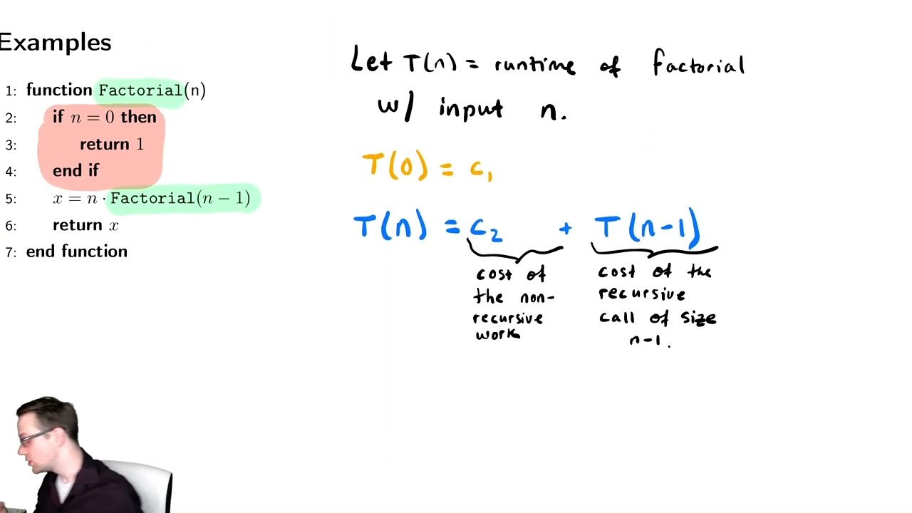 Analysis of Recursion 1 - Factorial and the Substitution Method