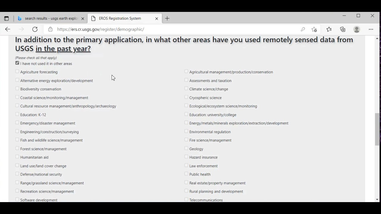 HOW TO CREATE AN ACCOUNT IN USGS EARTH EXPLORER WEBSITE