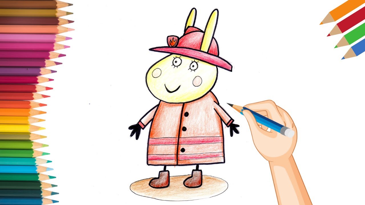 Como desenhar peppa pig bombeiro