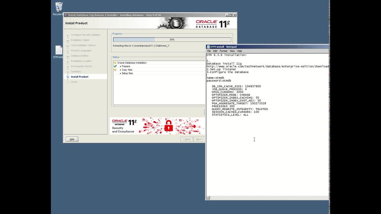 1. ORACLE OTM 6.3.6: Install Oracle DataBase 11g