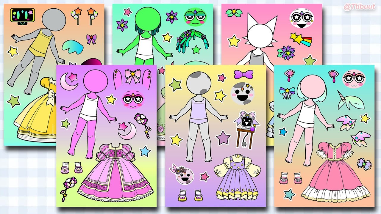 Sprunki Star and Heart Human Dress up Sticker Book ⭐️🩷 스프런키 별과하트 휴먼버전 옷입히기 스티커DIY