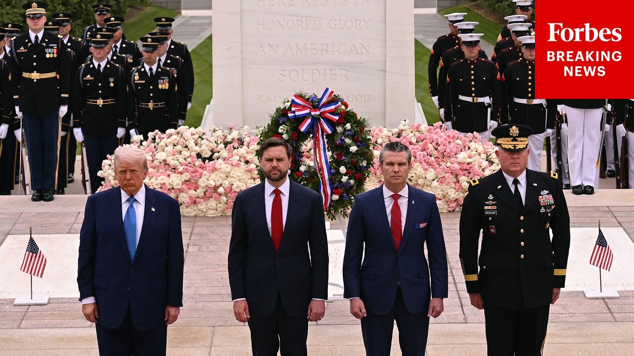 JUST IN: Trump, JD Vance, Hegseth Visit Tomb Of The Unknown Soldier In Arlington National Cemetery