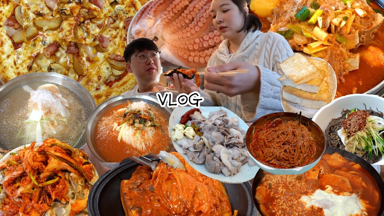 [동치미국수편] 먹고 싶은건 다 먹어야지🐙먹방브이로그(막국수,굴김치,문어숙회,감자탕,김치찜,해주냉면,라볶이,도미노피자,삼척여행,꽈배기,도째비골 ) MUKBANG VLOG