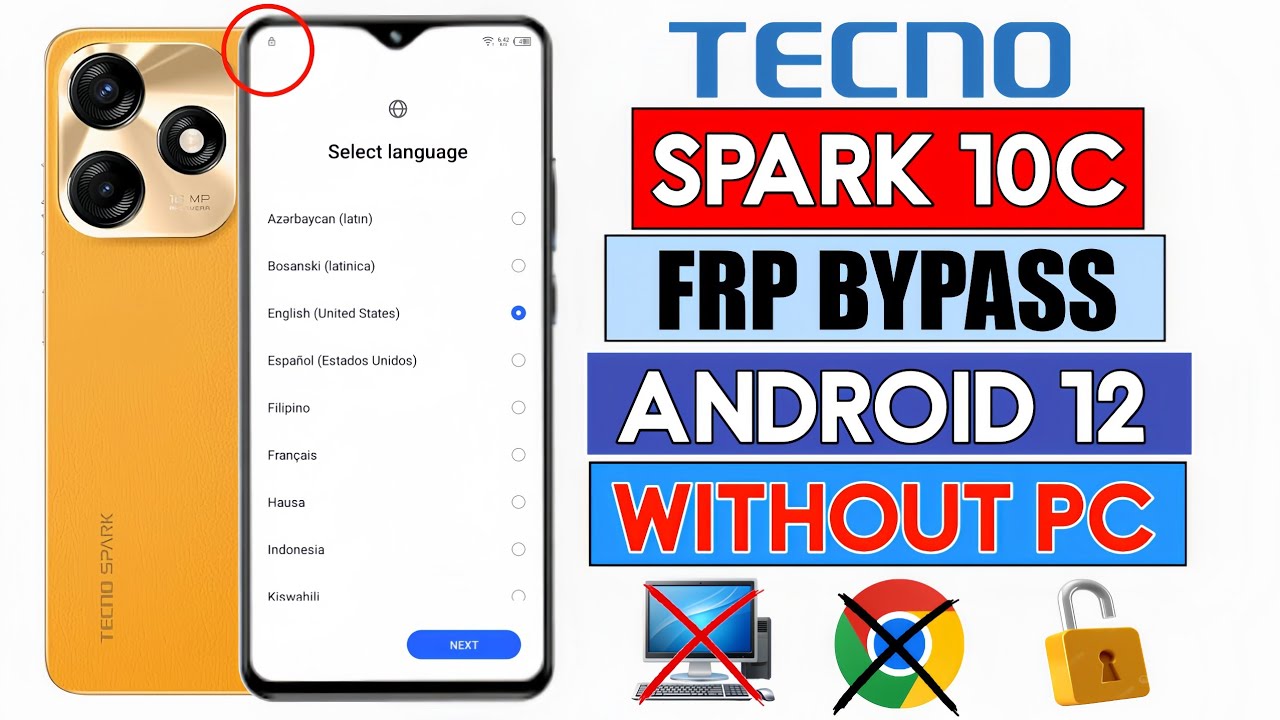 Tecno Spark 10c FRP Bypass Andriod 12 | Tecno (Kl5K) Google Account Unlock Without Pc No App Disable
