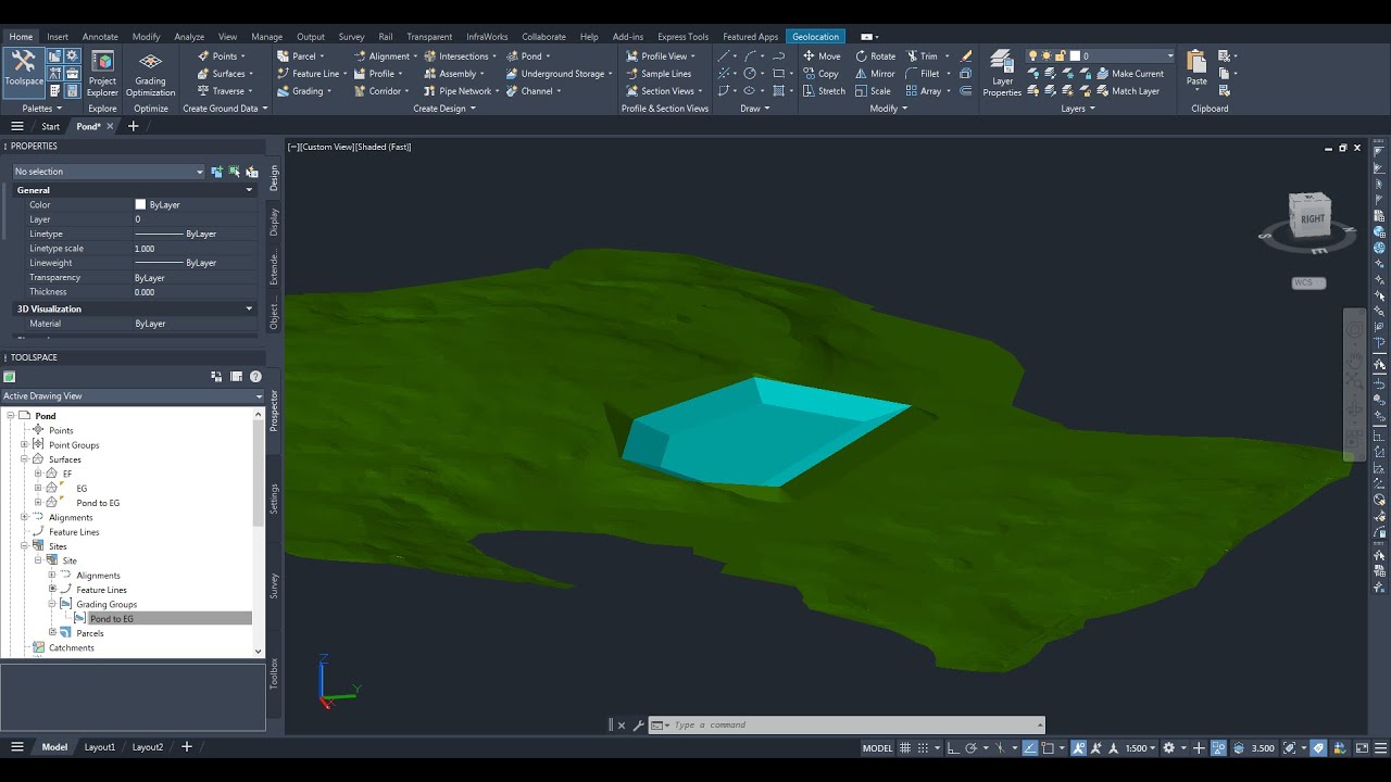 Civil 3D 2026 - Creating Pond With Surface Reference
