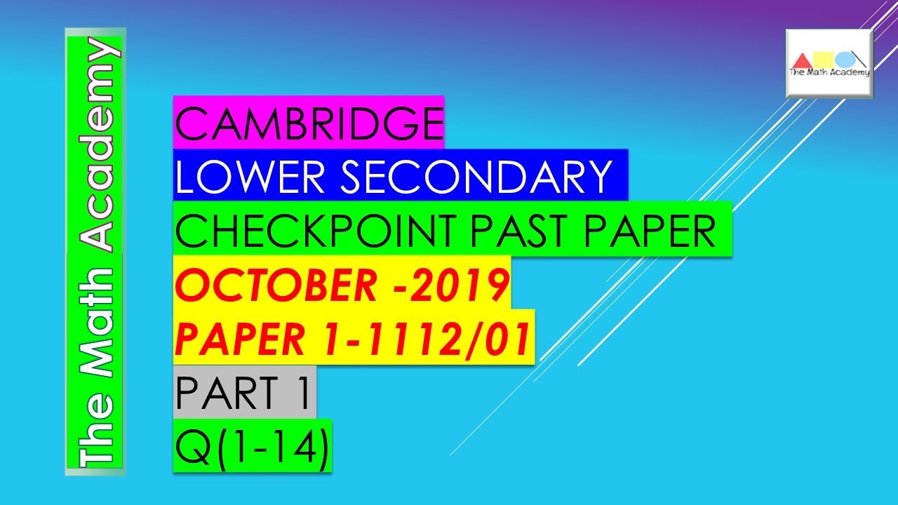 October  2019/Checkpoint Secondary 1 Maths Paper 1 -PART 1/Cambridge Lower Secondary/1112/01-SOLVED