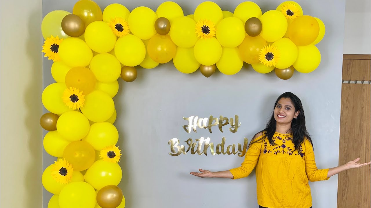 Sunflower Theme Balloon Decoration at home
