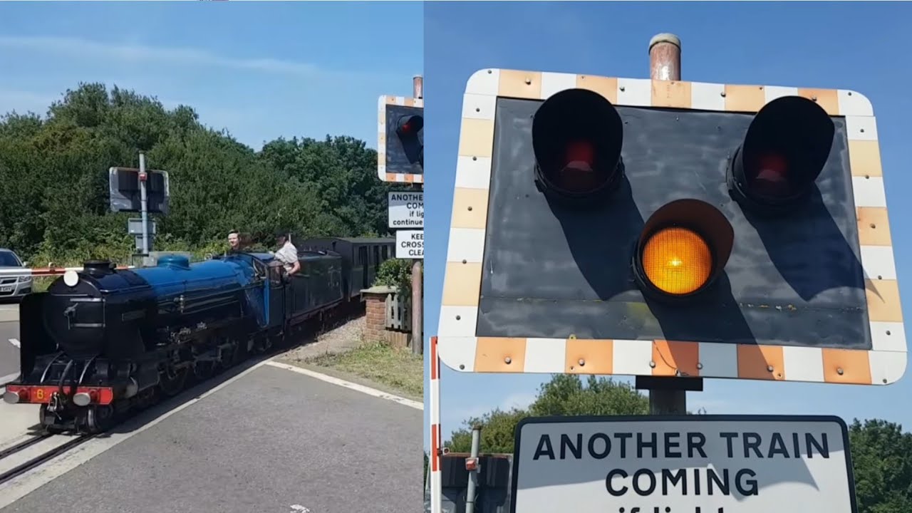 Two Trains at Burmarsh Road Level Crossing, Kent